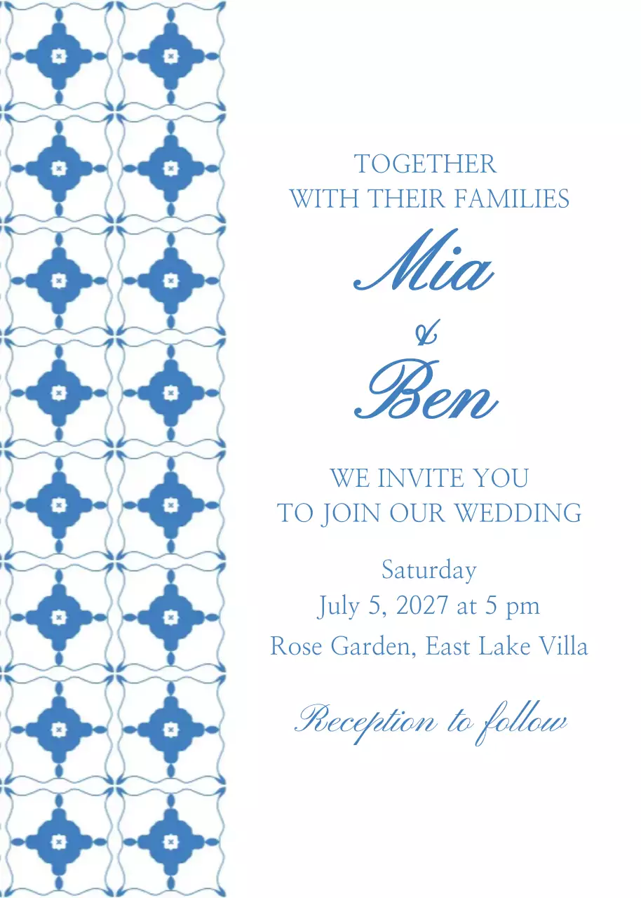 Blue geometric floral pattern