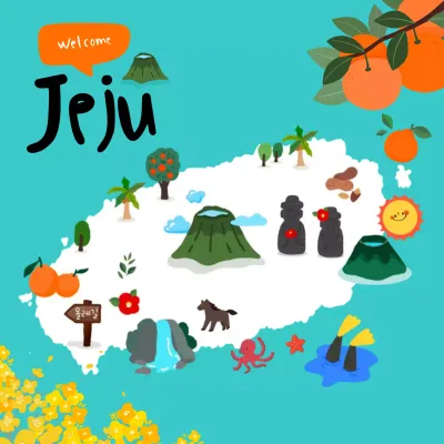 하늘색 아기자기한 제주도 안내