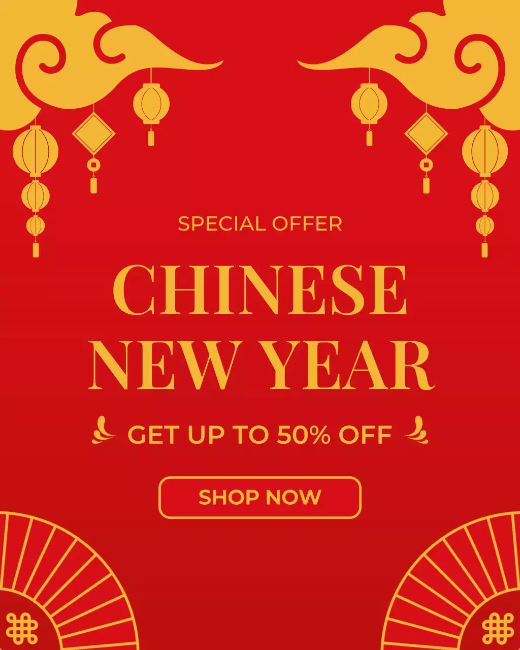 빨강 전통 명절 할인 행사