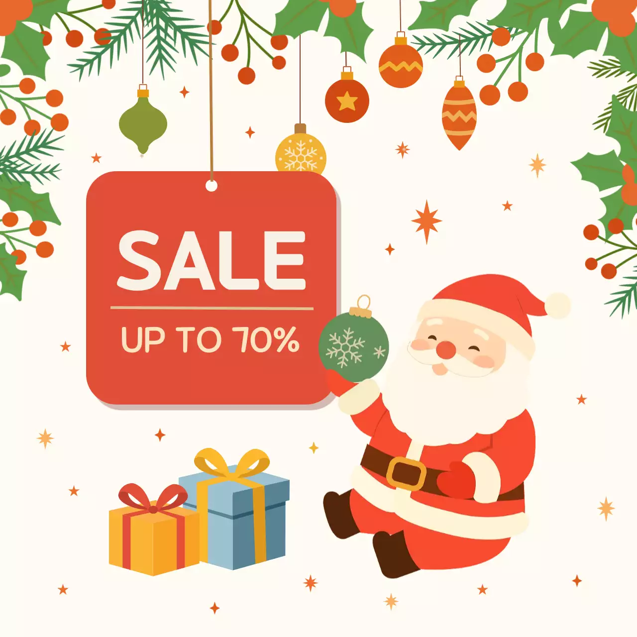 빨강 아기자기한 크리스마스 세일