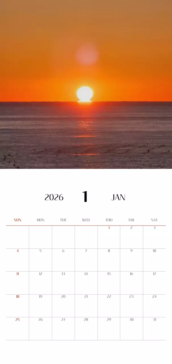 주황 심플 달력 캘린더