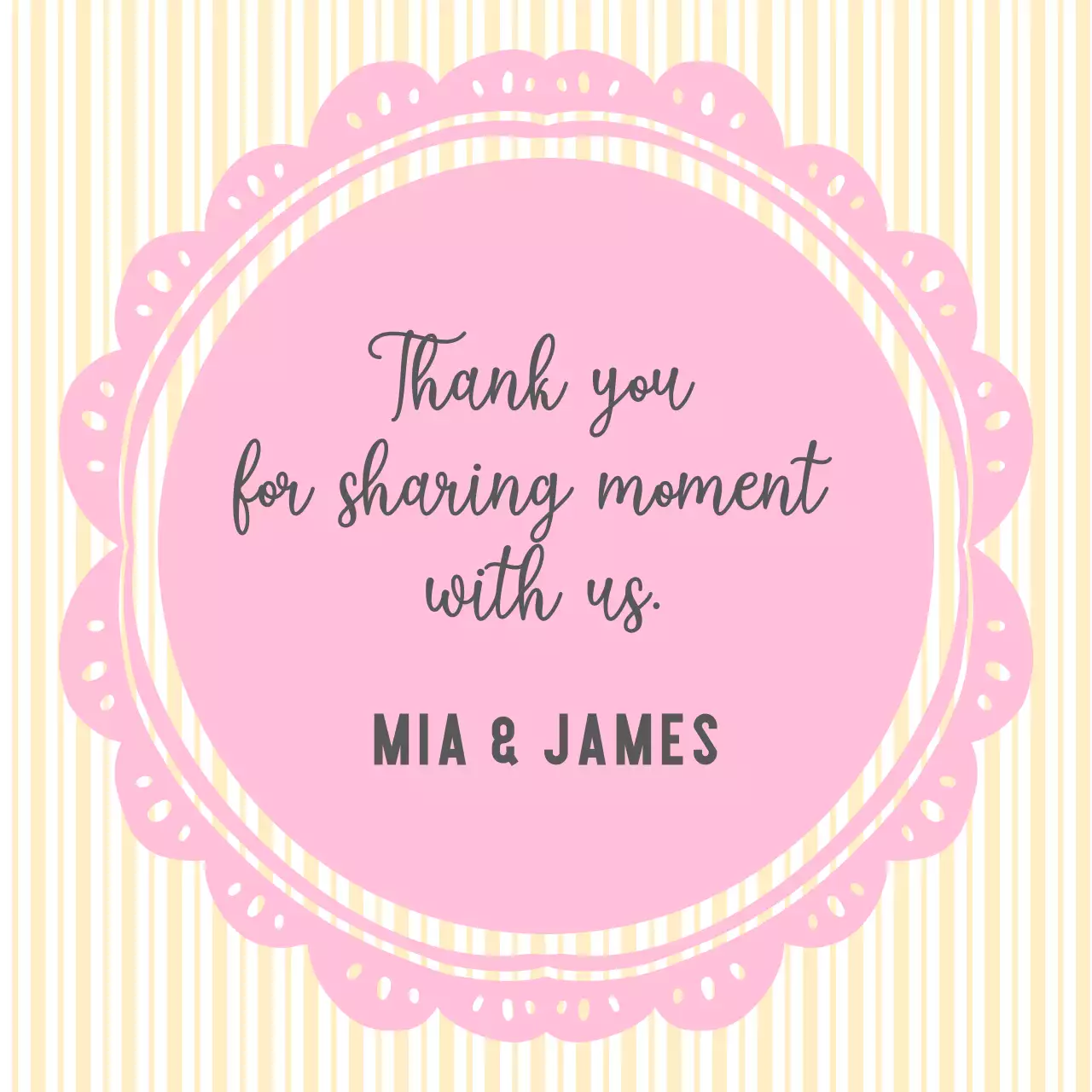 귀여운 핑크색 액자에 노란색 줄무늬 패턴이 있습니다.