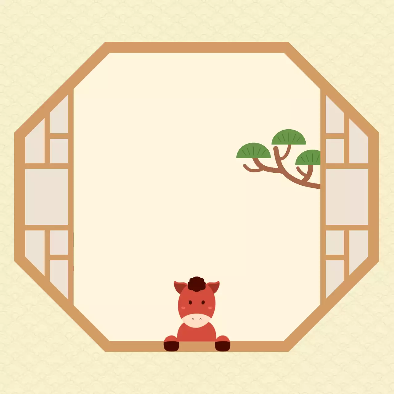 노란 아기자기한 전통 프레임