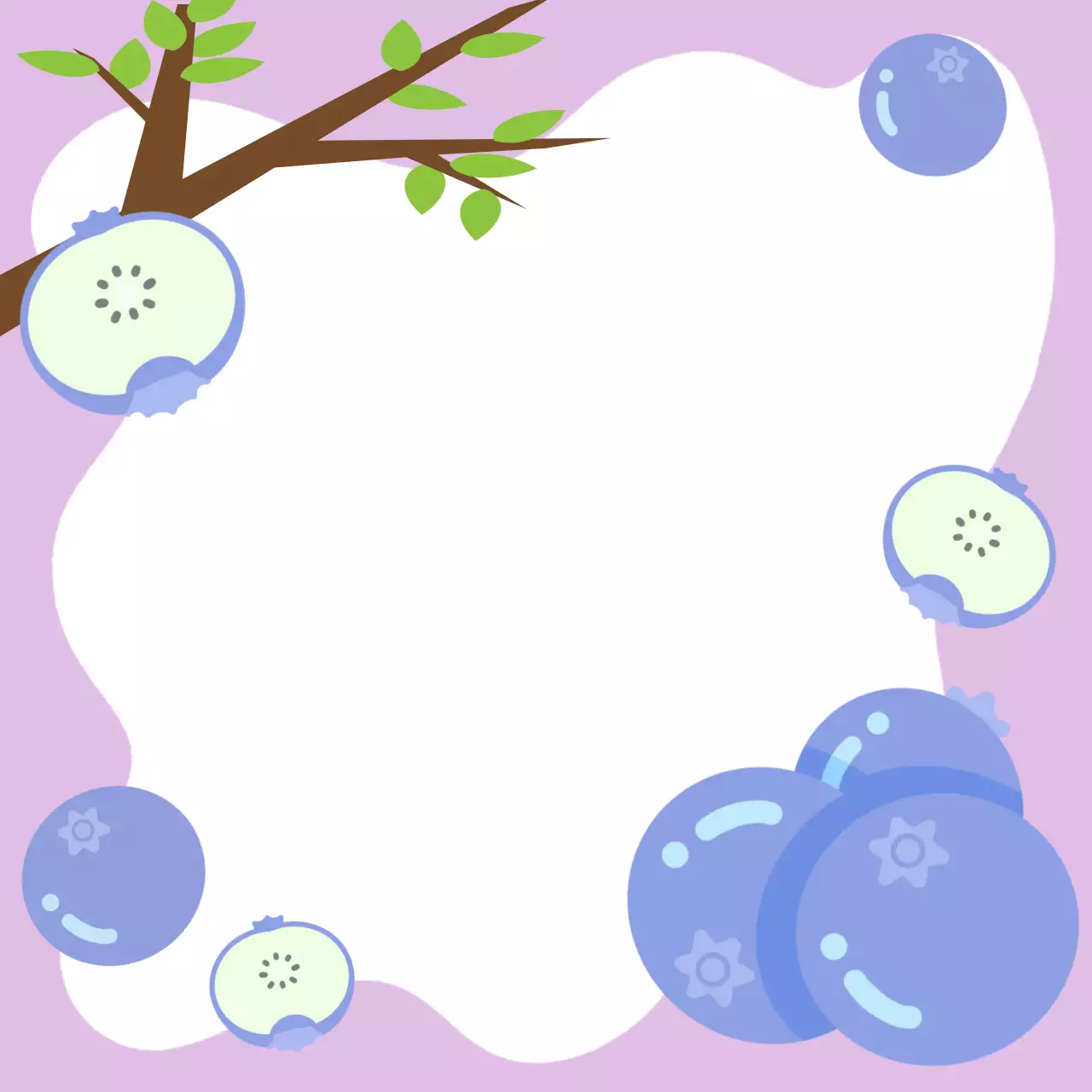 연보라 아기자기한 블루베리 과일 포토프레임