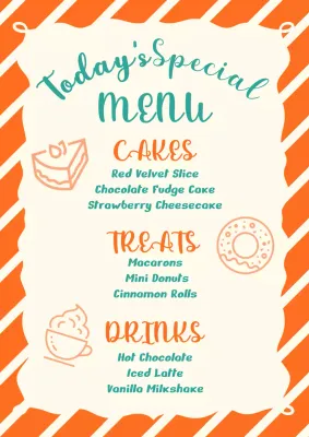 Toko Kue dan Makanan Penutup Retro Lucu Berwarna Oranye