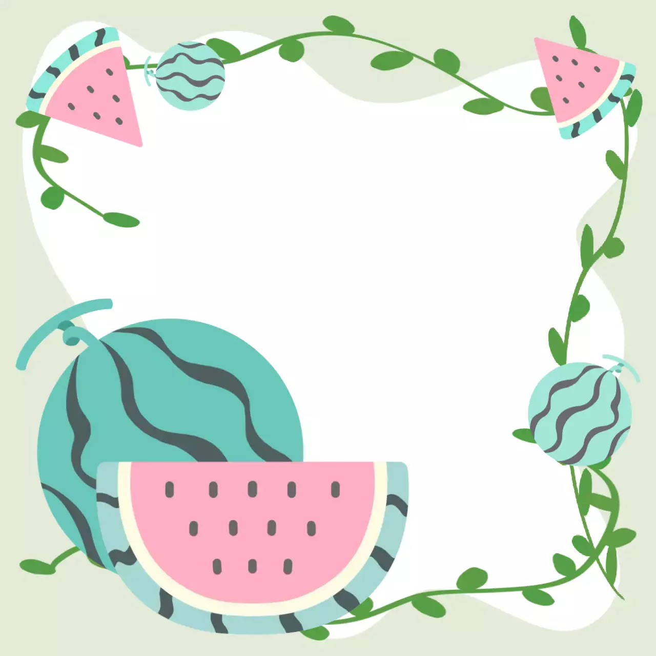 연녹색 아기자기한 여름 수박 포토프레임