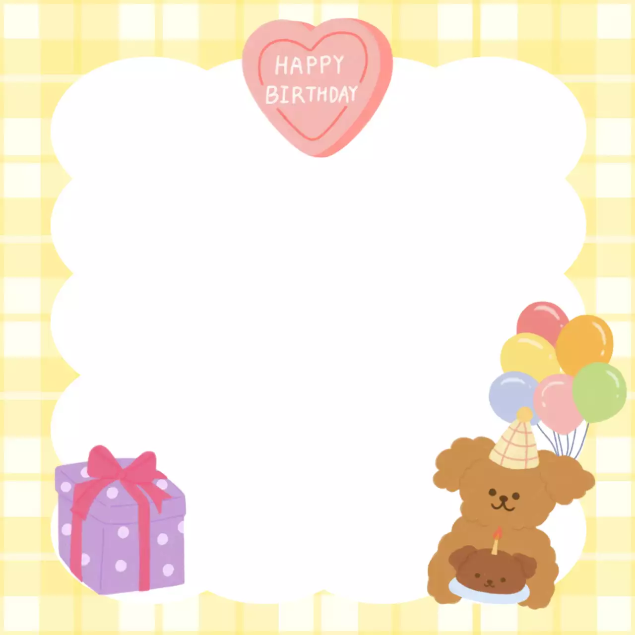 노랑색 아기자기한 생일 포토프레임