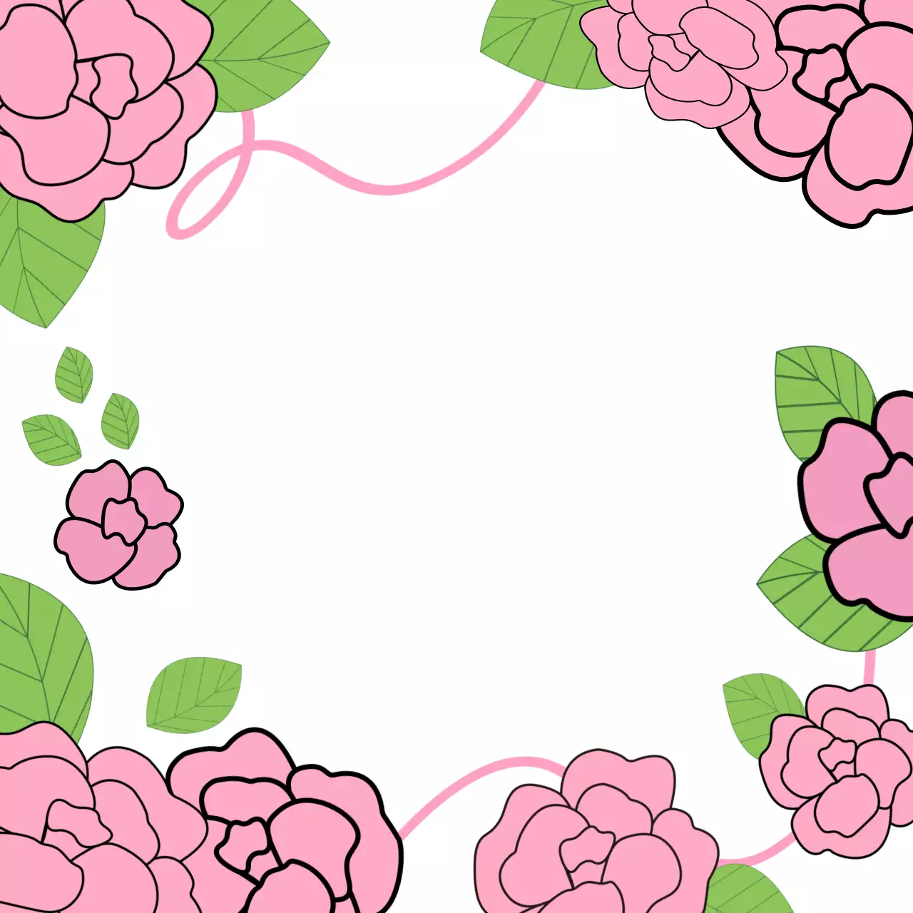 핑크색 아기자기한 장미 일러스트