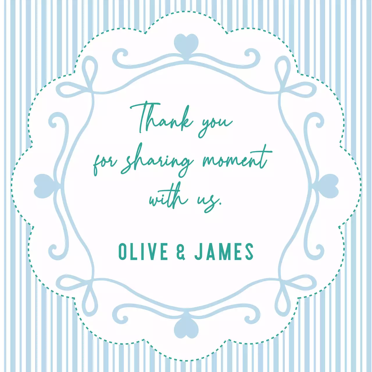 파란색 줄무늬 패턴의 귀여운 사랑 액자