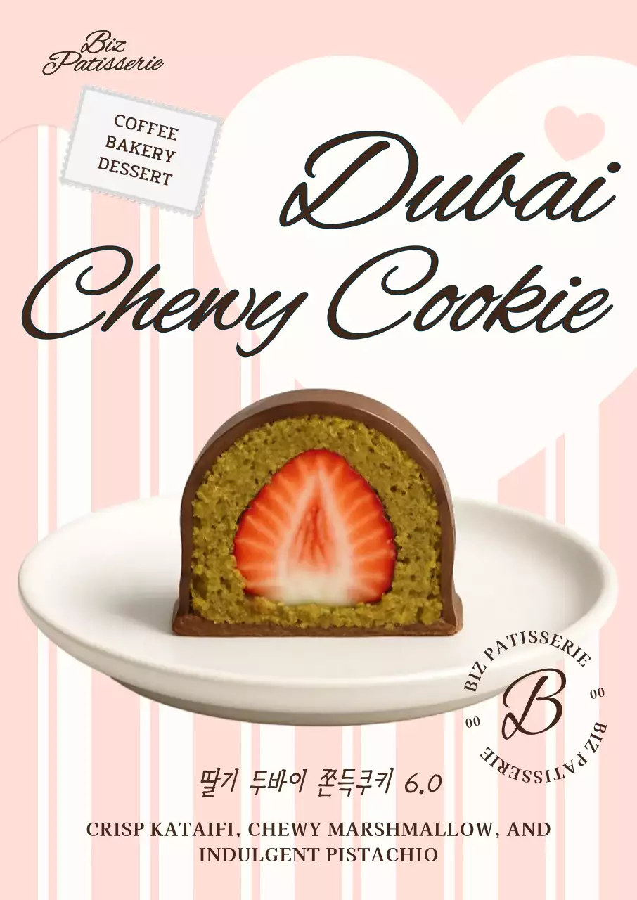 핑크 깔끔 두쫀쿠 디저트 광고