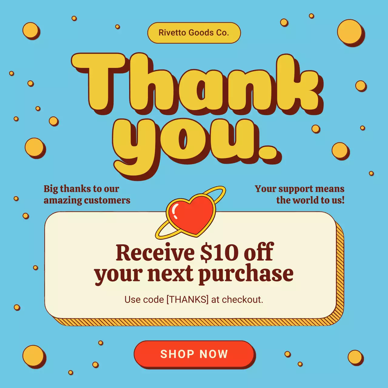 Unggahan Instagram Promosi Ucapan Terima Kasih Bergaya Retro Biru