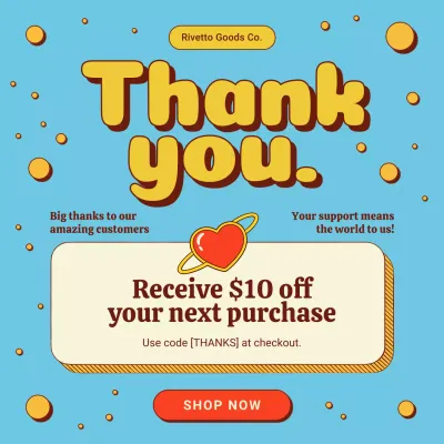 블루 레트로 감사 프로모션 인스타그램 게시물