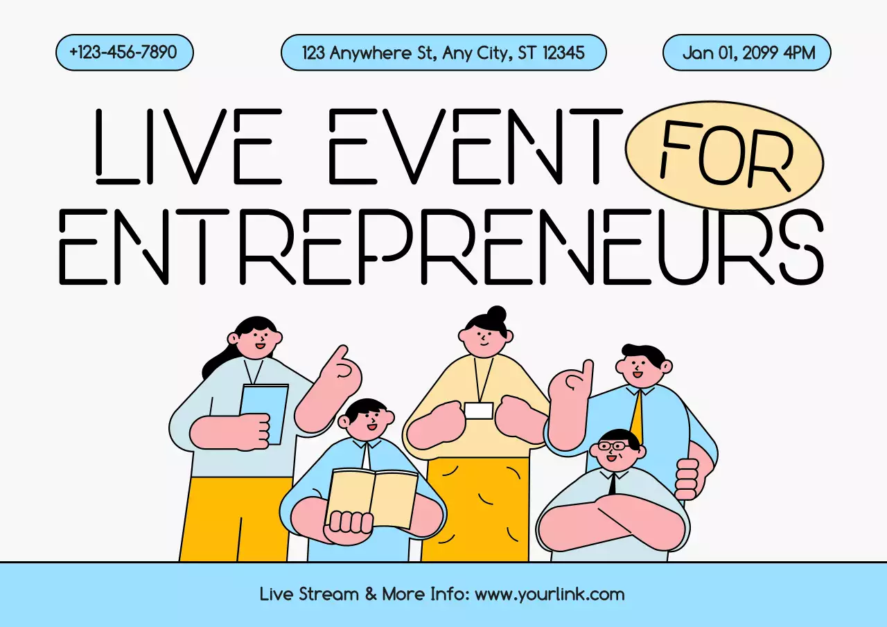 Blue modern entrepreneur event announcement