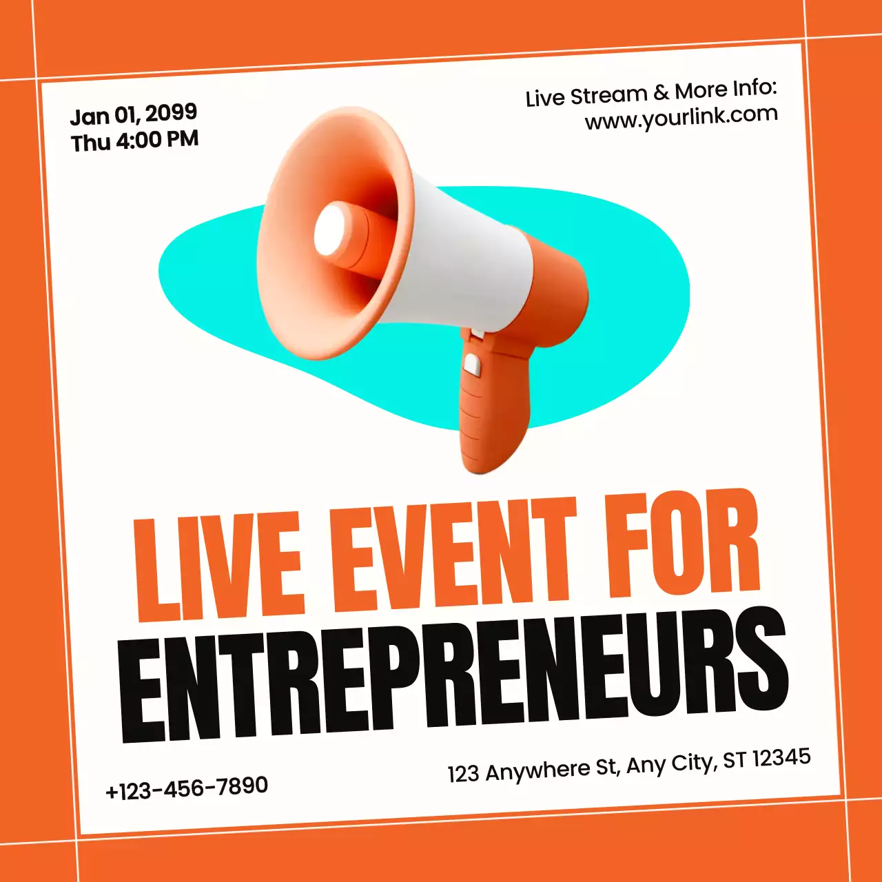 Orange modern entrepreneur event promotion