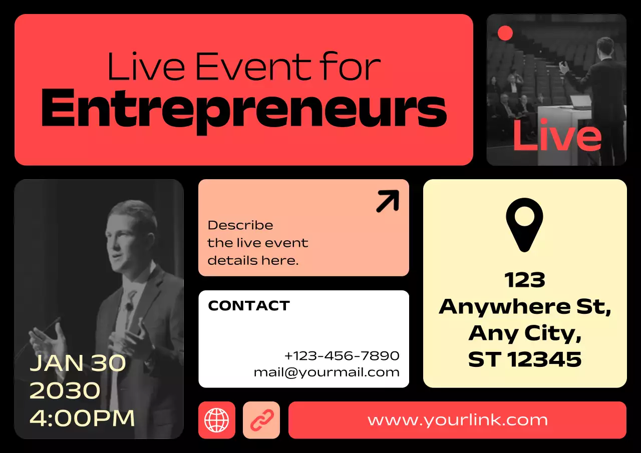 red modern business announcement