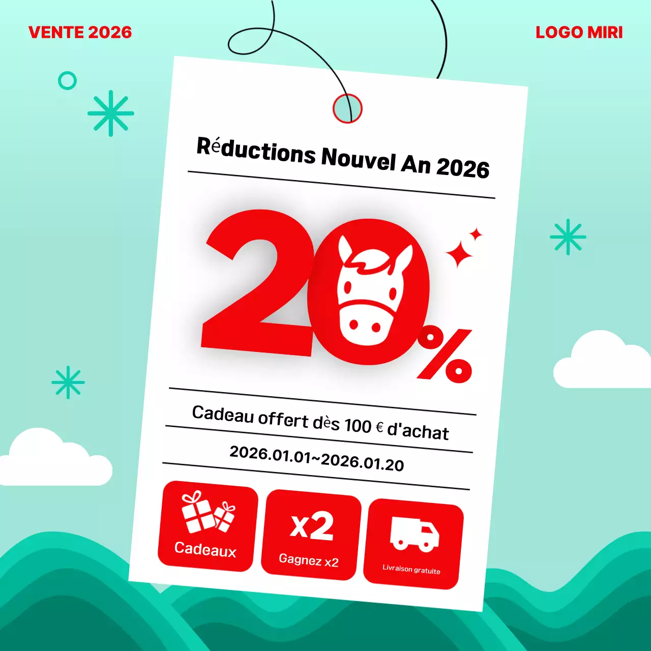 Événement de vacances Red Simple