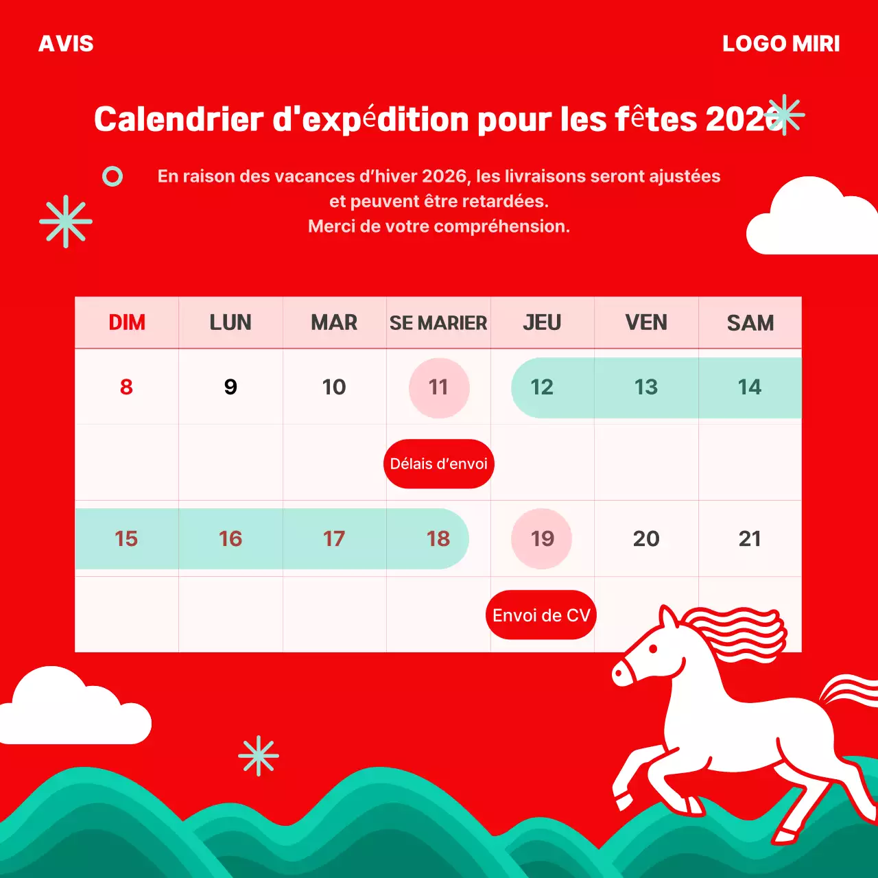 Événement de vacances Red Simple