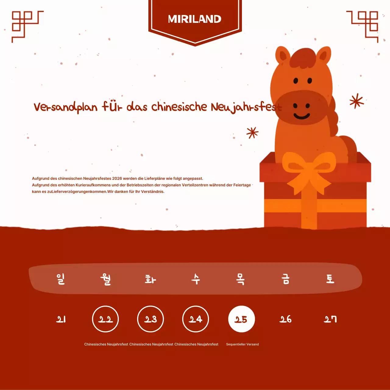 Rotes koreanisches Neujahrsfest