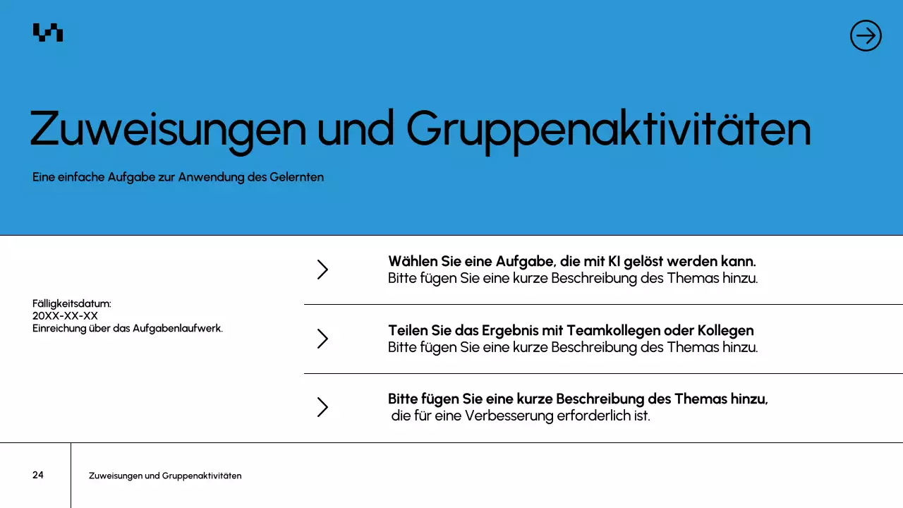 Präsentation des Blue Modern AI-Kursdokuments