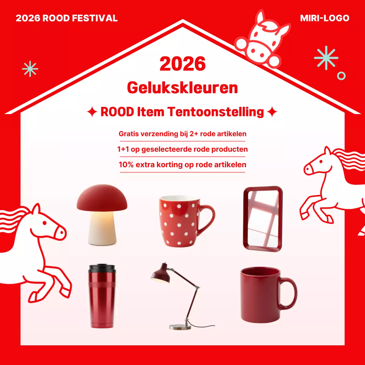 Rood Eenvoudig Vakantie-evenement