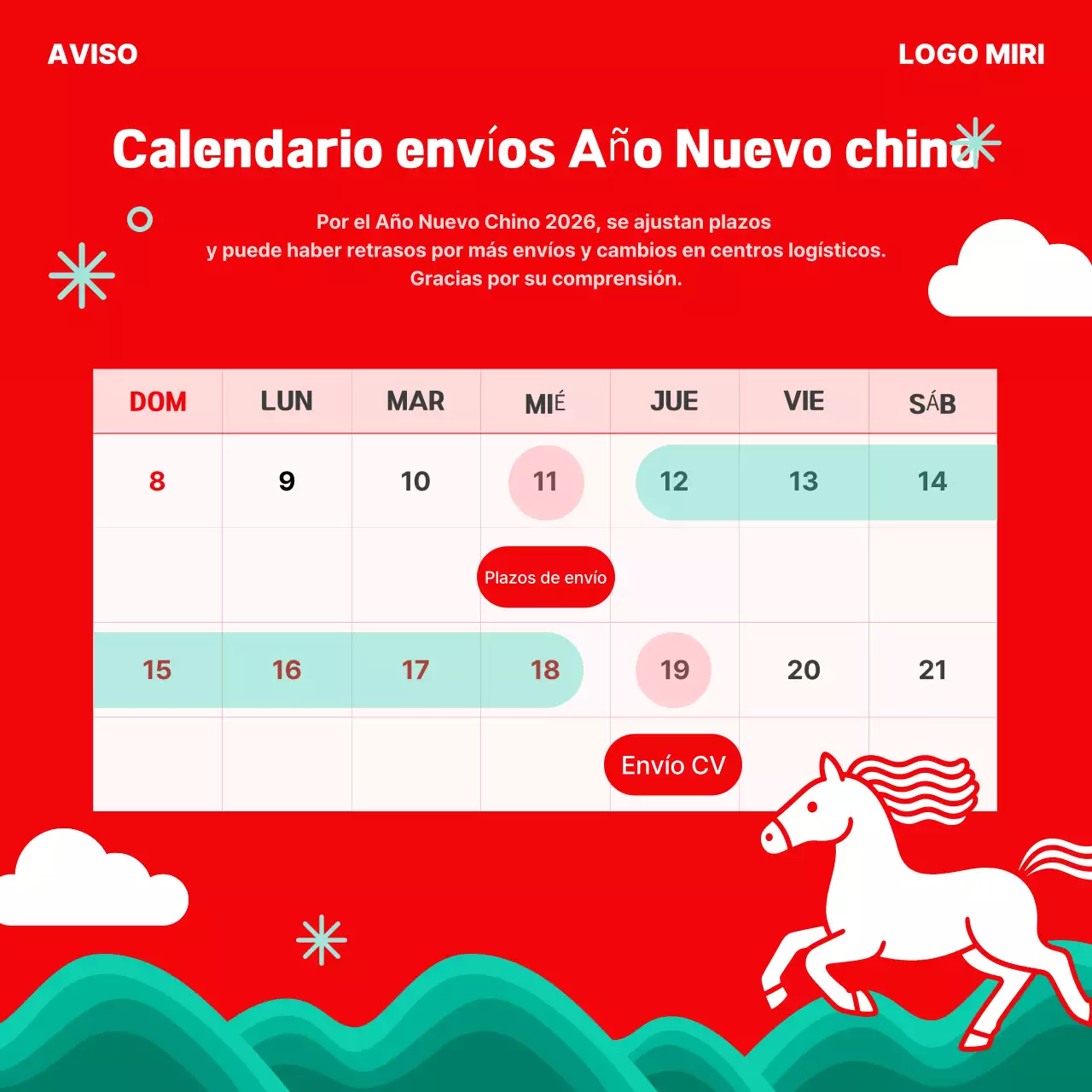 Evento festivo simple rojo