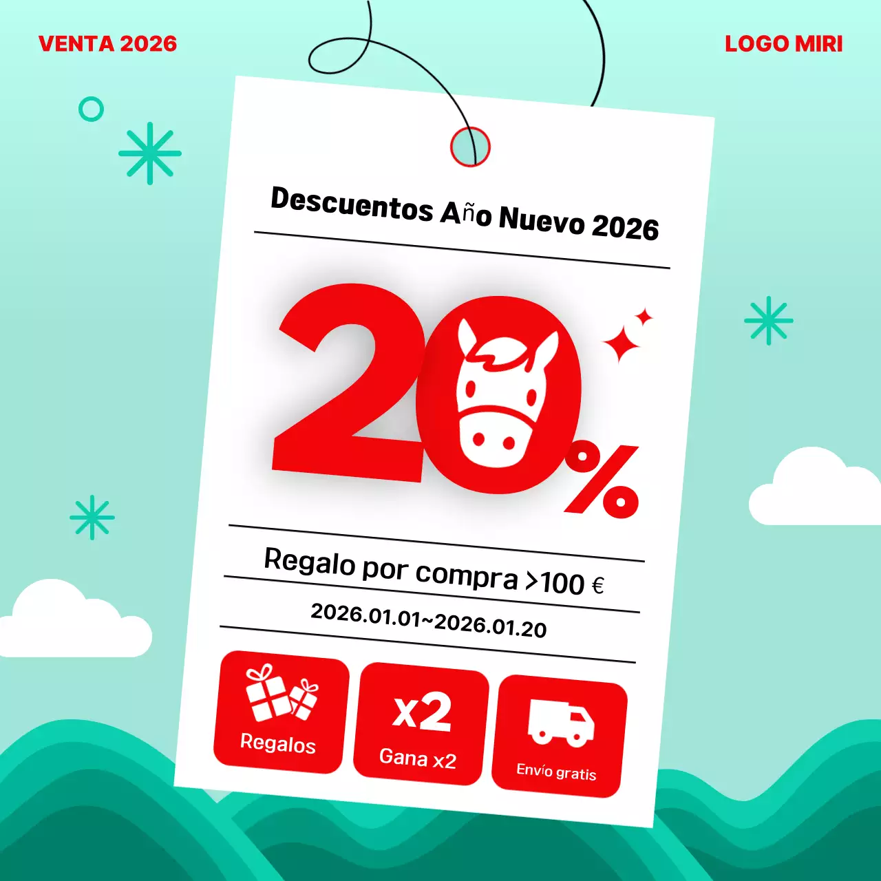 Evento festivo simple rojo