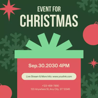 평면 크리스마스 휴일 축하 행사 광고 소셜 미디어 스퀘어