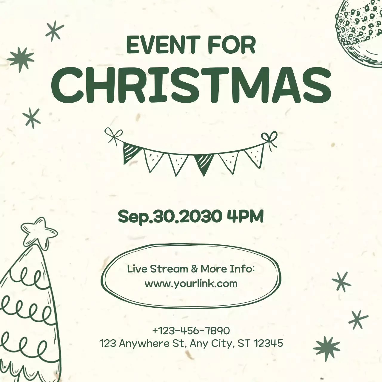 손으로 그린 ​​크리스마스 휴일 축하 행사 광고 (소셜 미디어 플랫폼)