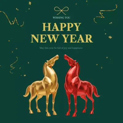 녹색 클래식 2026 붉은말 새해 인사