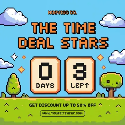 블루 레트로 할인 프로모션 인스타그램 게시물