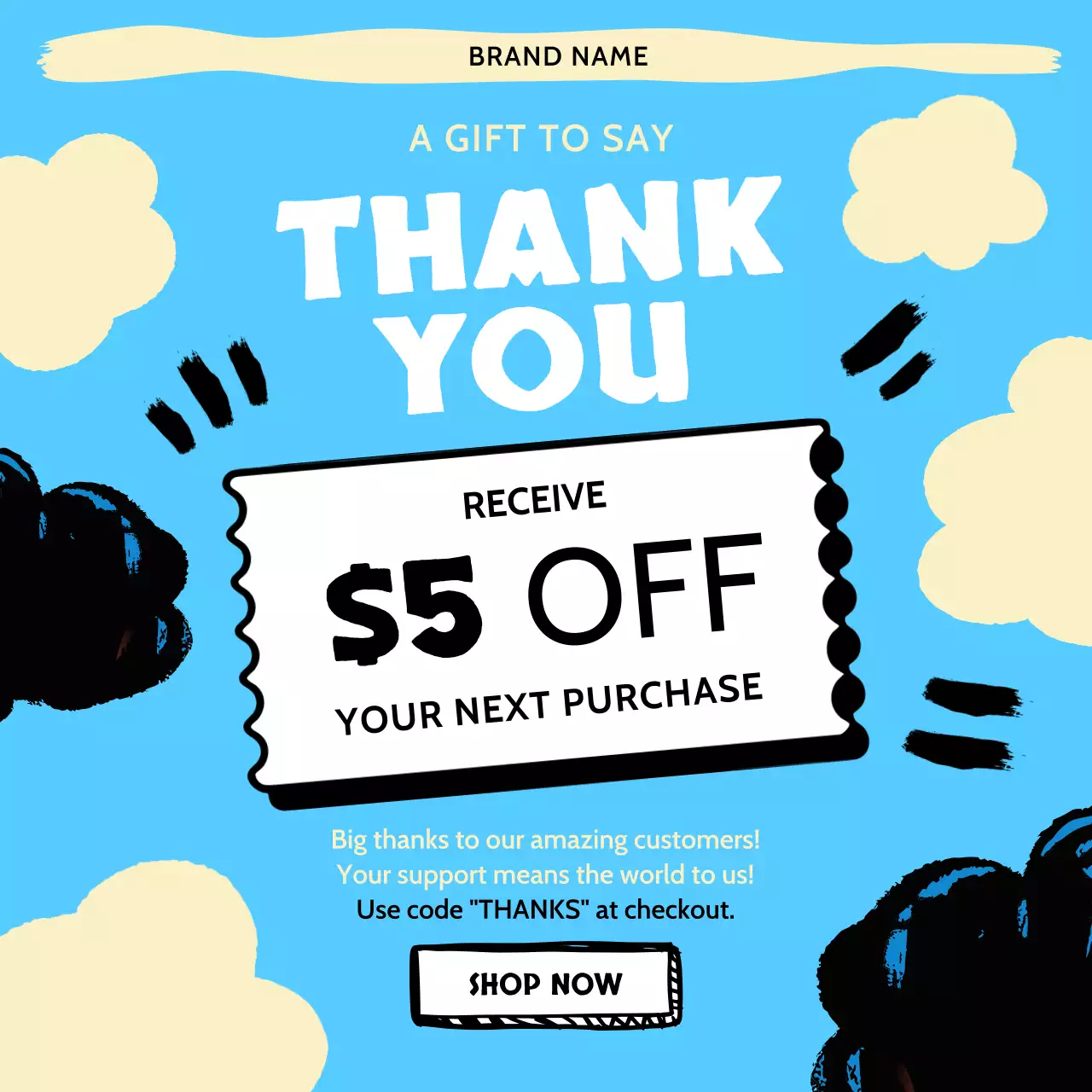 주황색 굵은 글씨 할인 프로모션 인스타그램 게시물