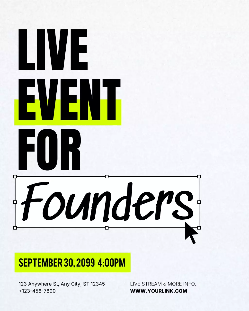 black modern event announcement