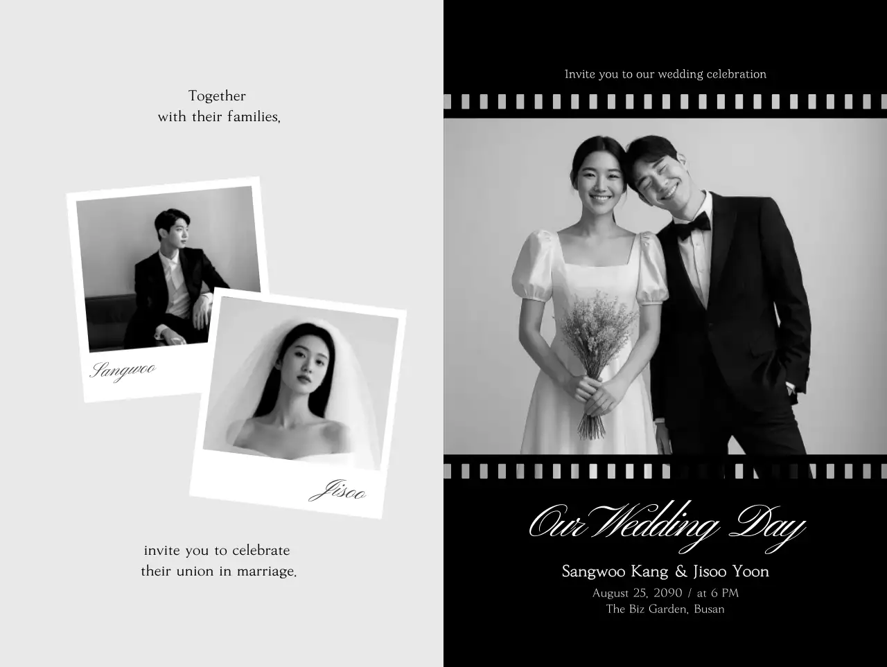 Black and White Classic Wedding Invitation