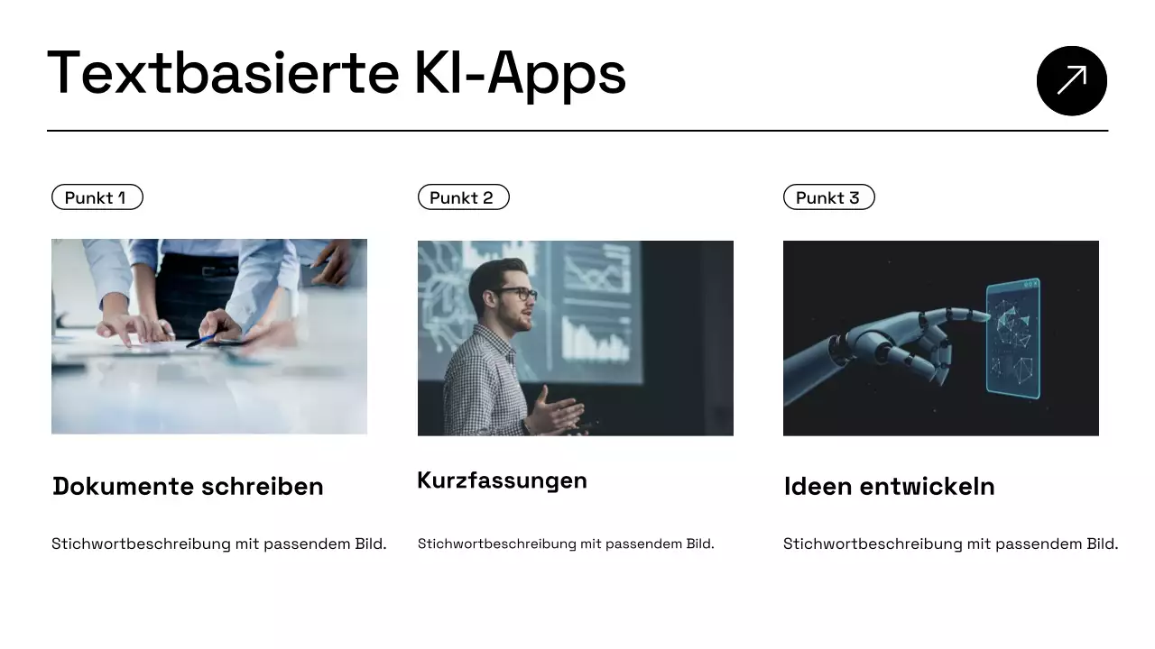 Präsentation des Geschäftsplans von Blue Modern AI