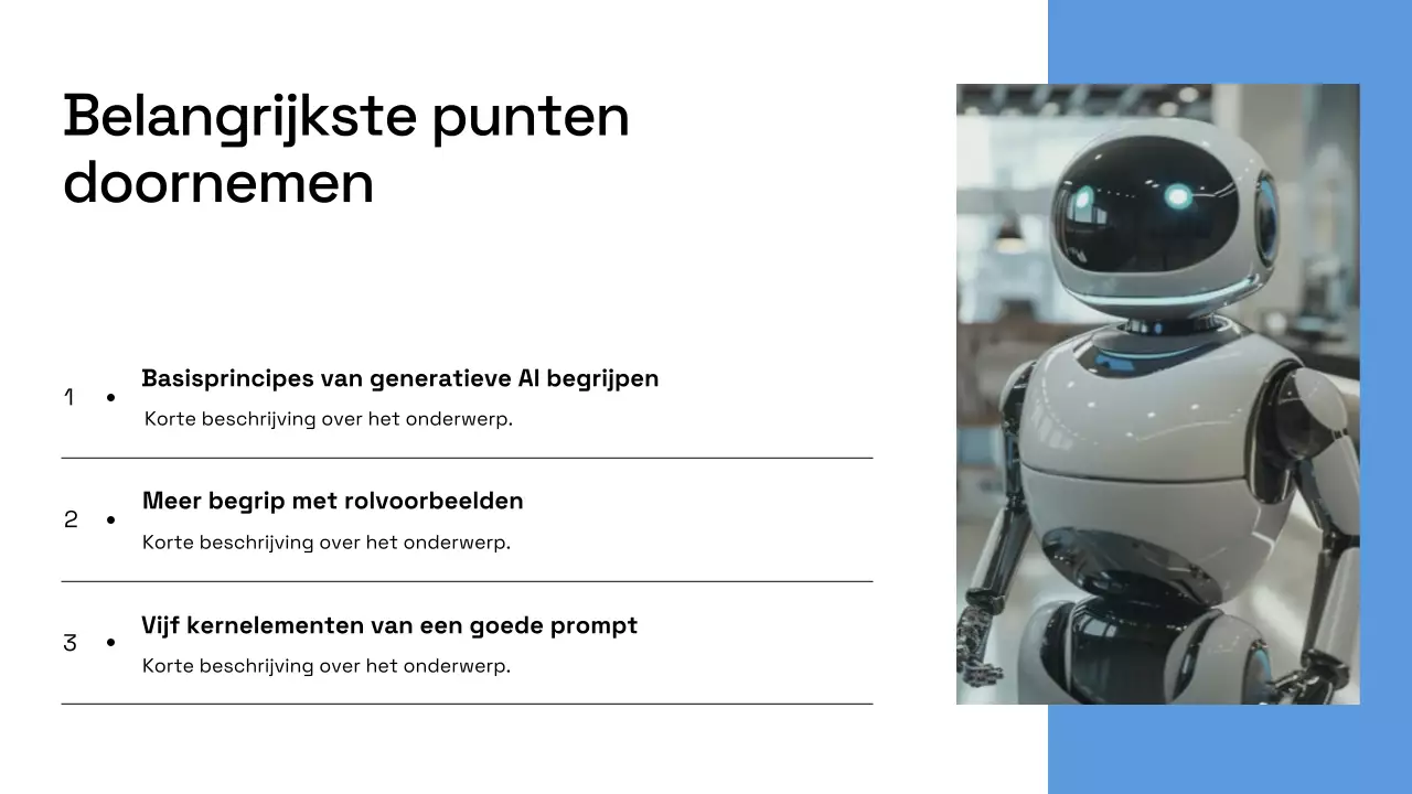 Presentatie van het bedrijfsplan van Blue Modern AI
