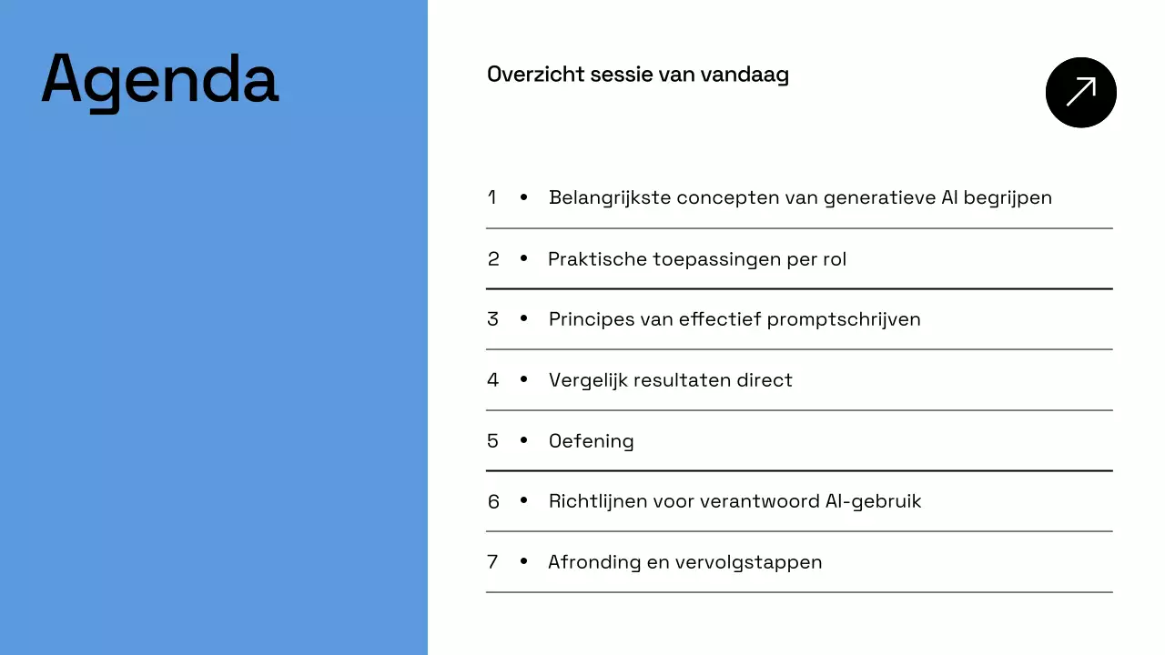 Presentatie van het bedrijfsplan van Blue Modern AI