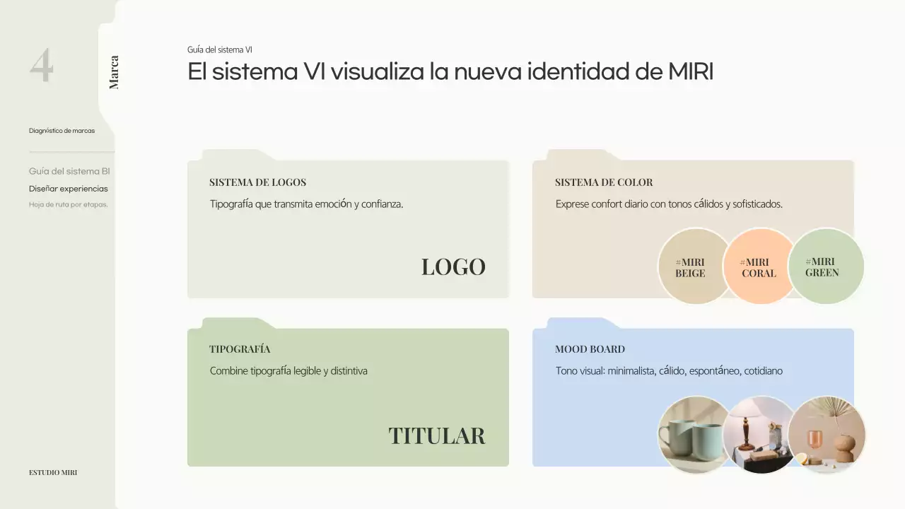 Propuesta de marca moderna en color beige