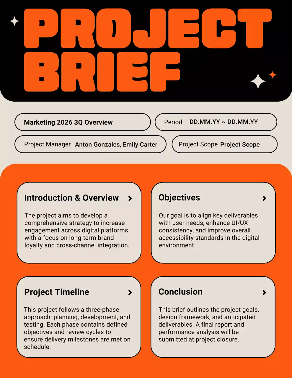 Orange Modern Project Planner Poster
