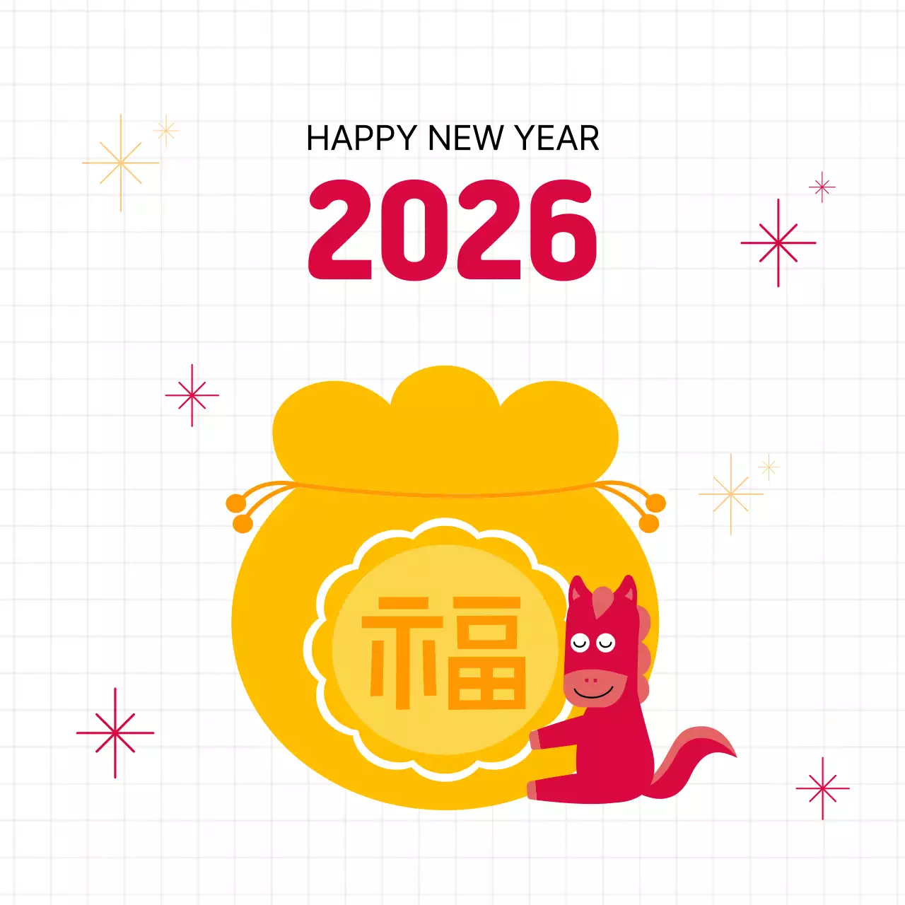 빨강 아기자기한 새해 인사