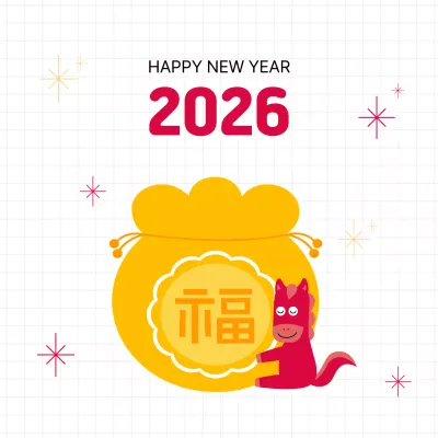 빨강 아기자기한 새해 인사