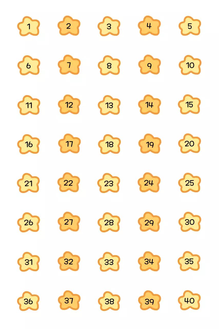 노랑 아기자기한 숫자 스티커