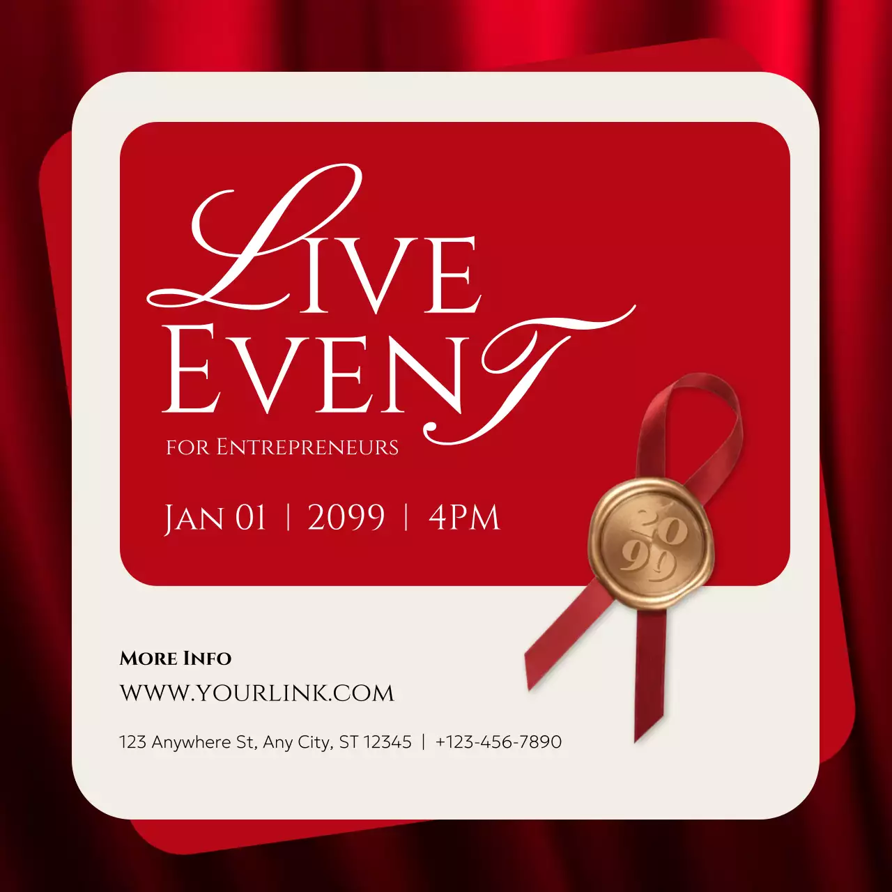 undangan pengusaha elegan berwarna merah