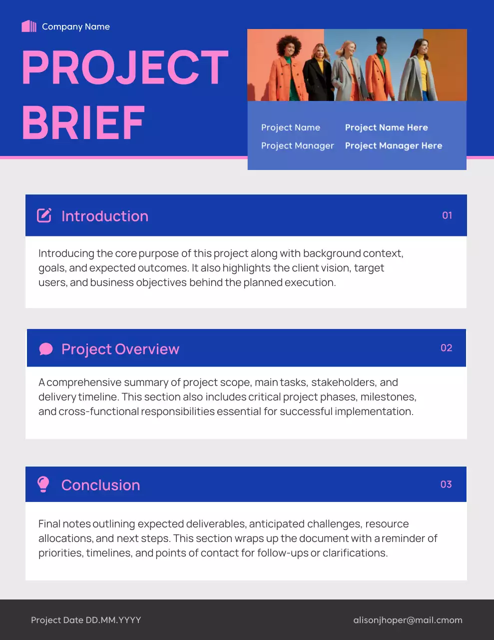 Poster Perencana Proyek Modern Biru