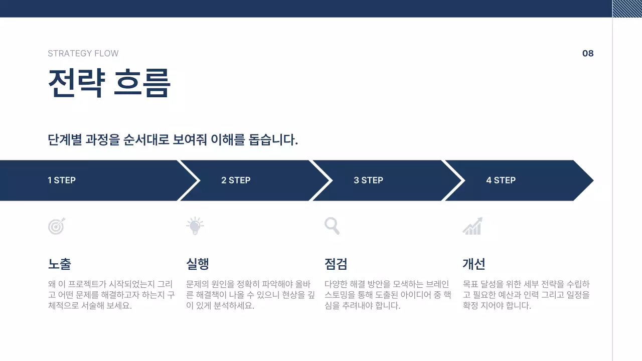 남색 깔끔 회사소개서 문구
