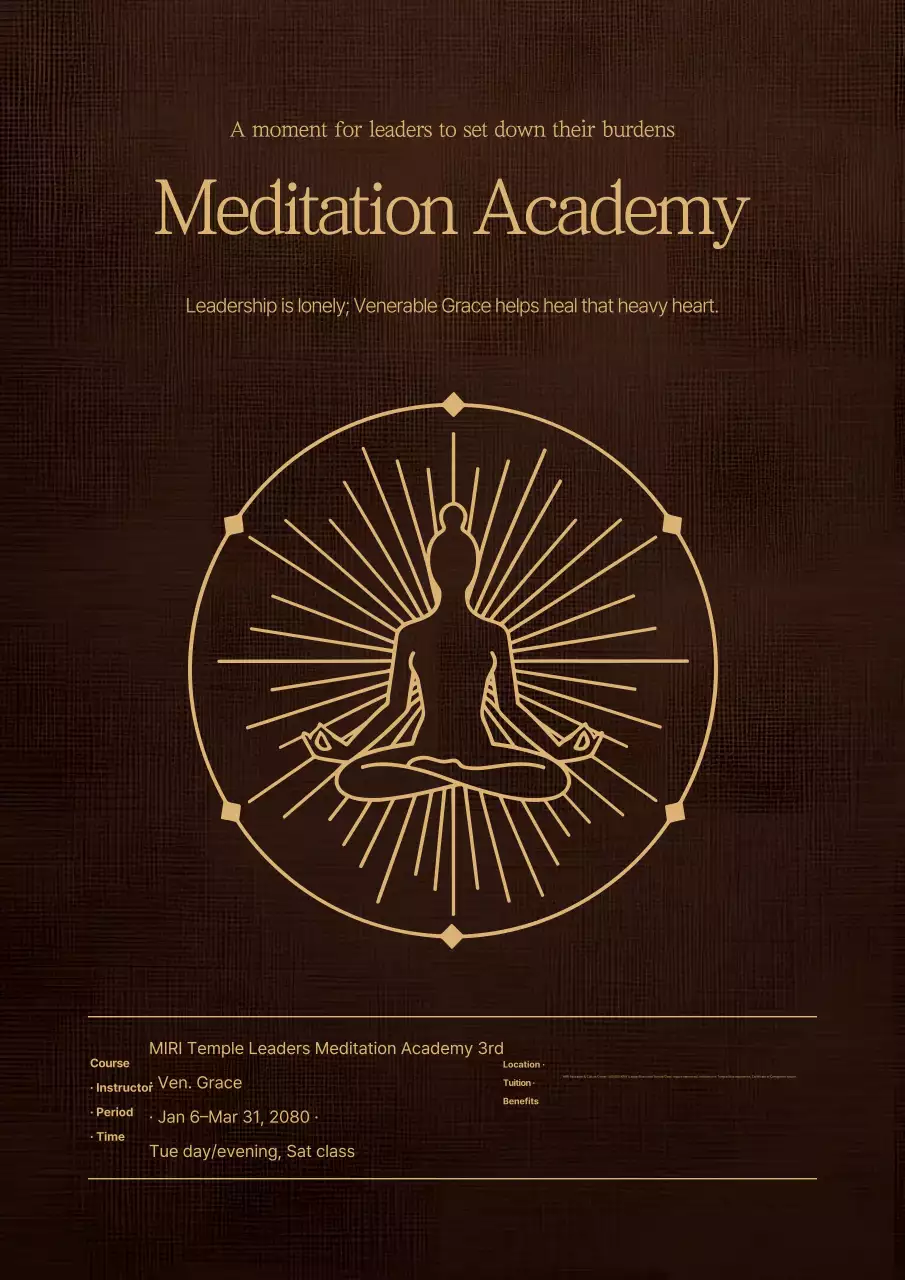 Quảng cáo khóa huấn luyện thiền truyền thống màu nâu