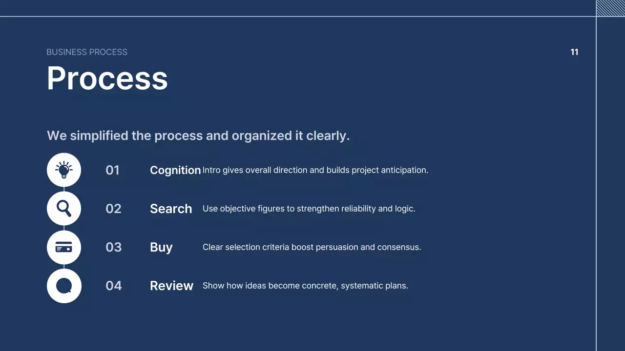 Navy blue neat company introduction text