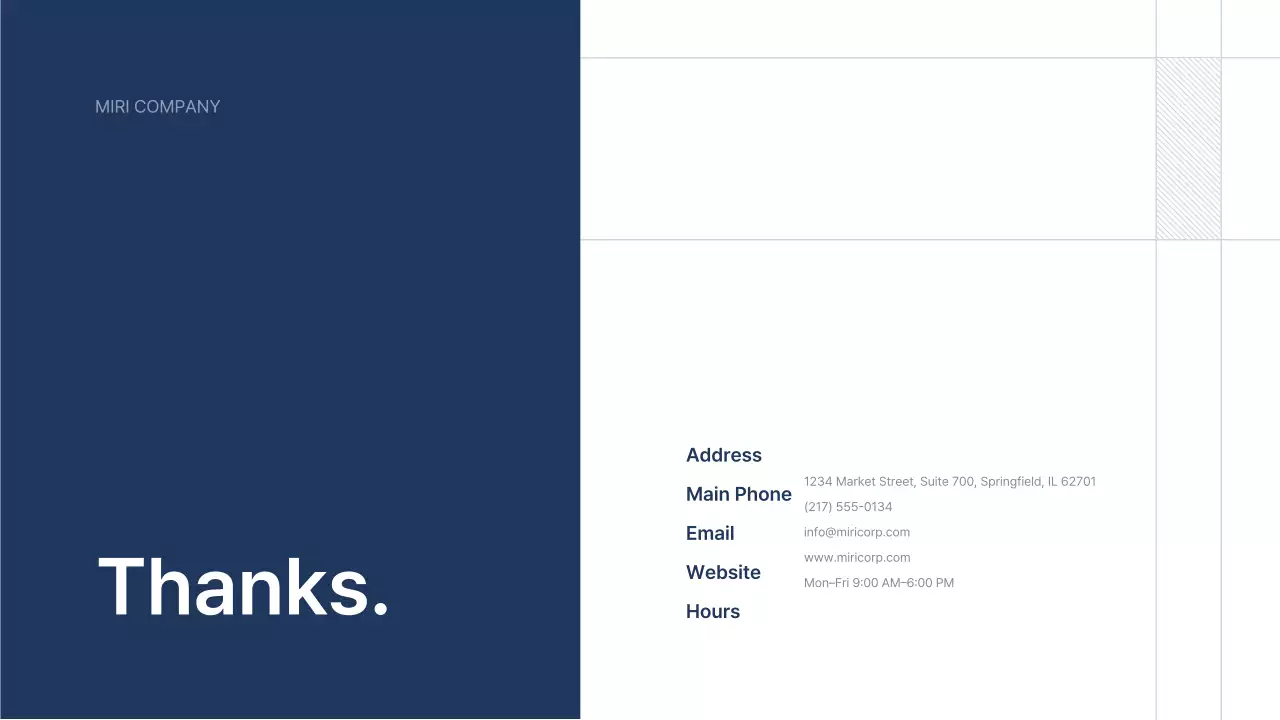 Navy blue neat company introduction text