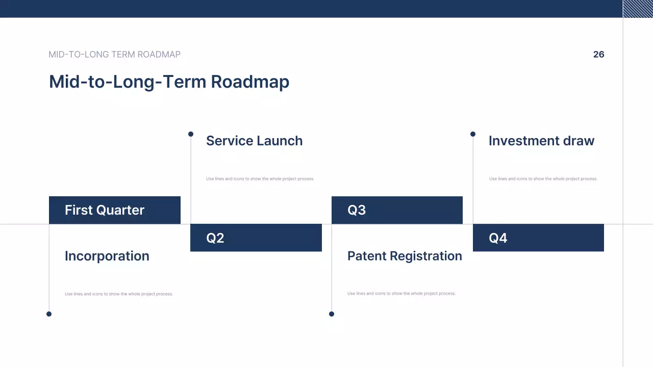 Navy blue neat company introduction text