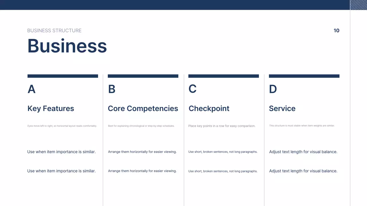 Navy blue neat company introduction text