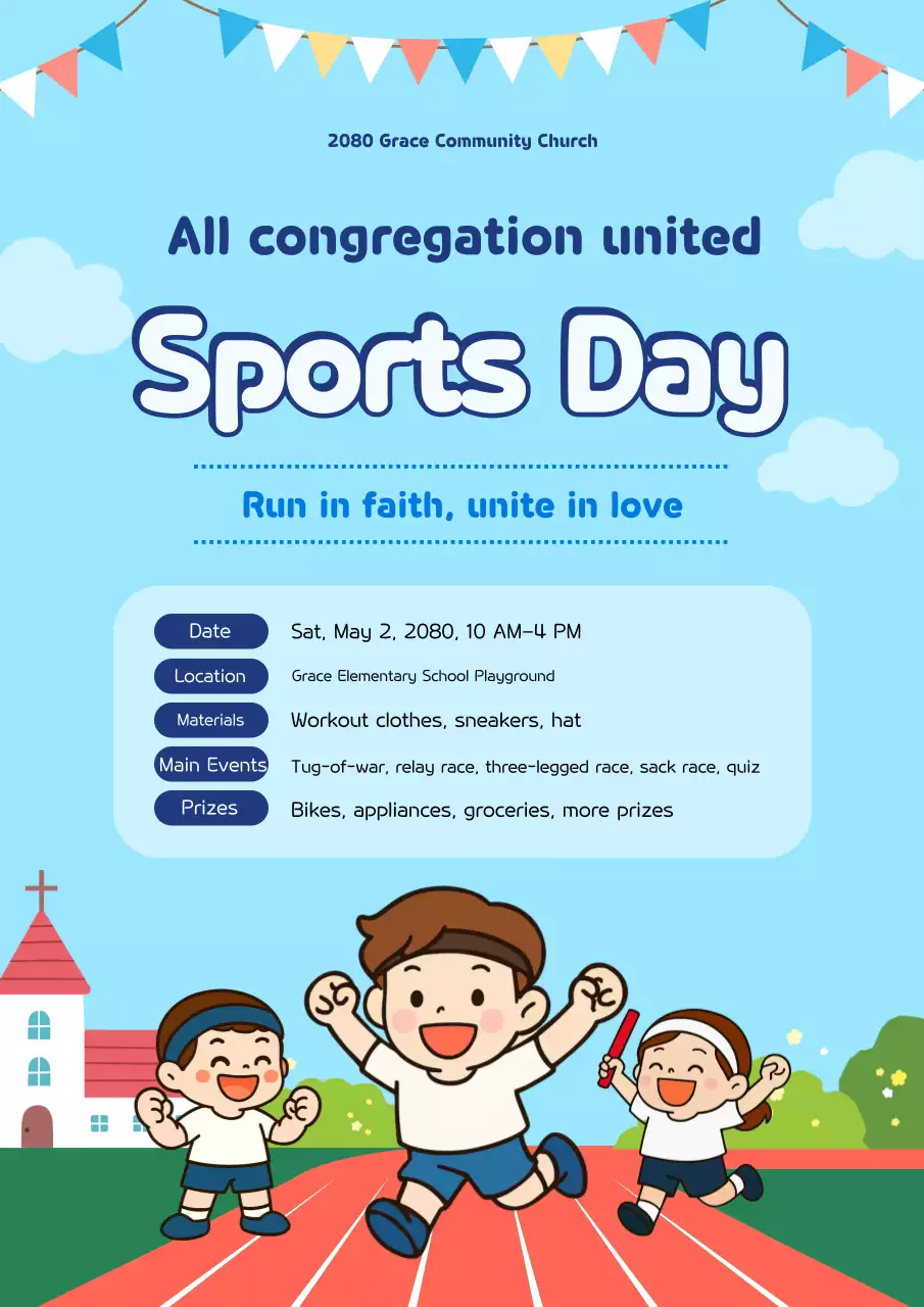 Sự kiện lễ hội thể thao dễ thương màu xanh da trời